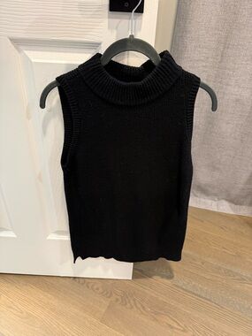 Ann Taylor Black Sleeveless Turtleneck Knit Tank